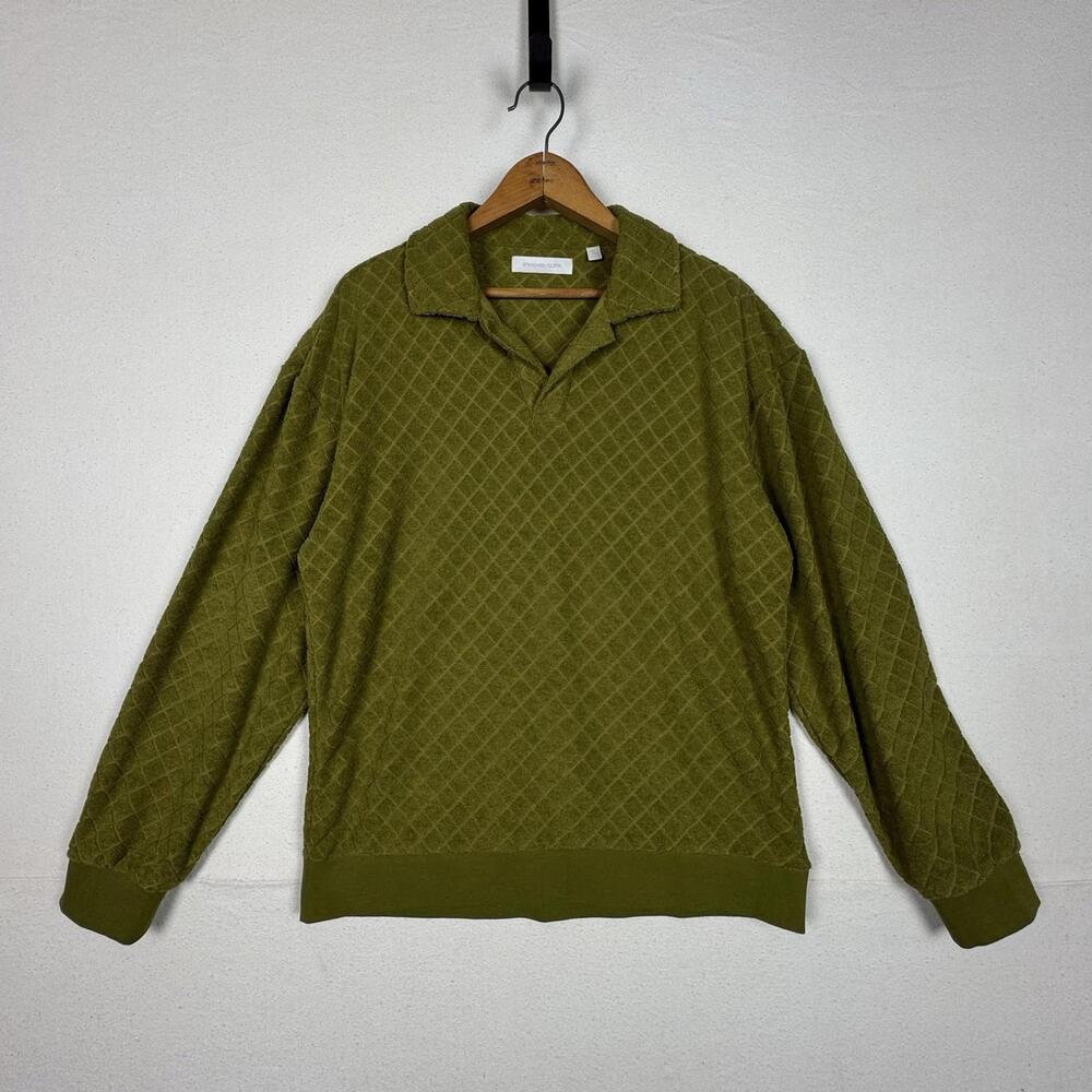 Urban Outfitters Standard Cloth Terry‎ Sweater Pullover Moss Green Textured Sz M